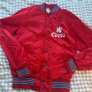 vintage red Coors Banquet satin bomber jacket